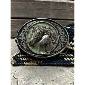 Vintage Siskiyou Buckle Co Horse Heads Western Belt USA 45in